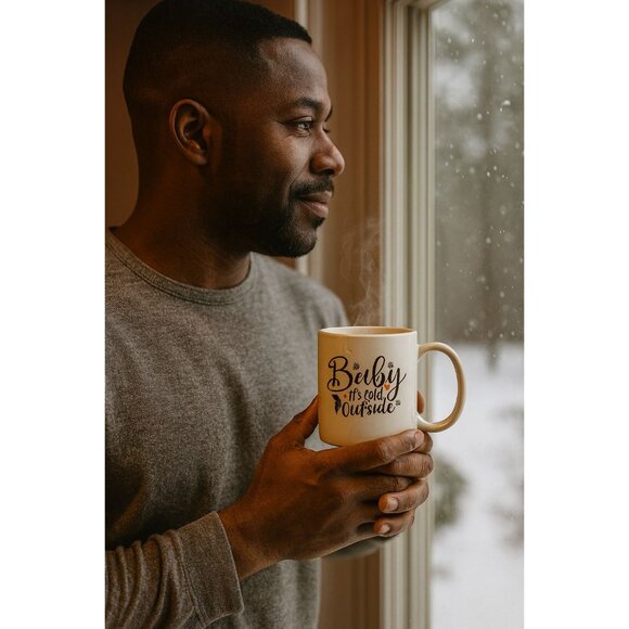 Novelty Ceramic Mug 11 Oz White "Baby Its Cold Outside" Holiday Gift for Her/Him - Picture 3 of 8